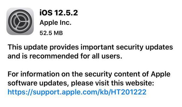 乌坡镇苹果手机维修分享iOS12.5.2发布，建议所有老苹果用户安装 